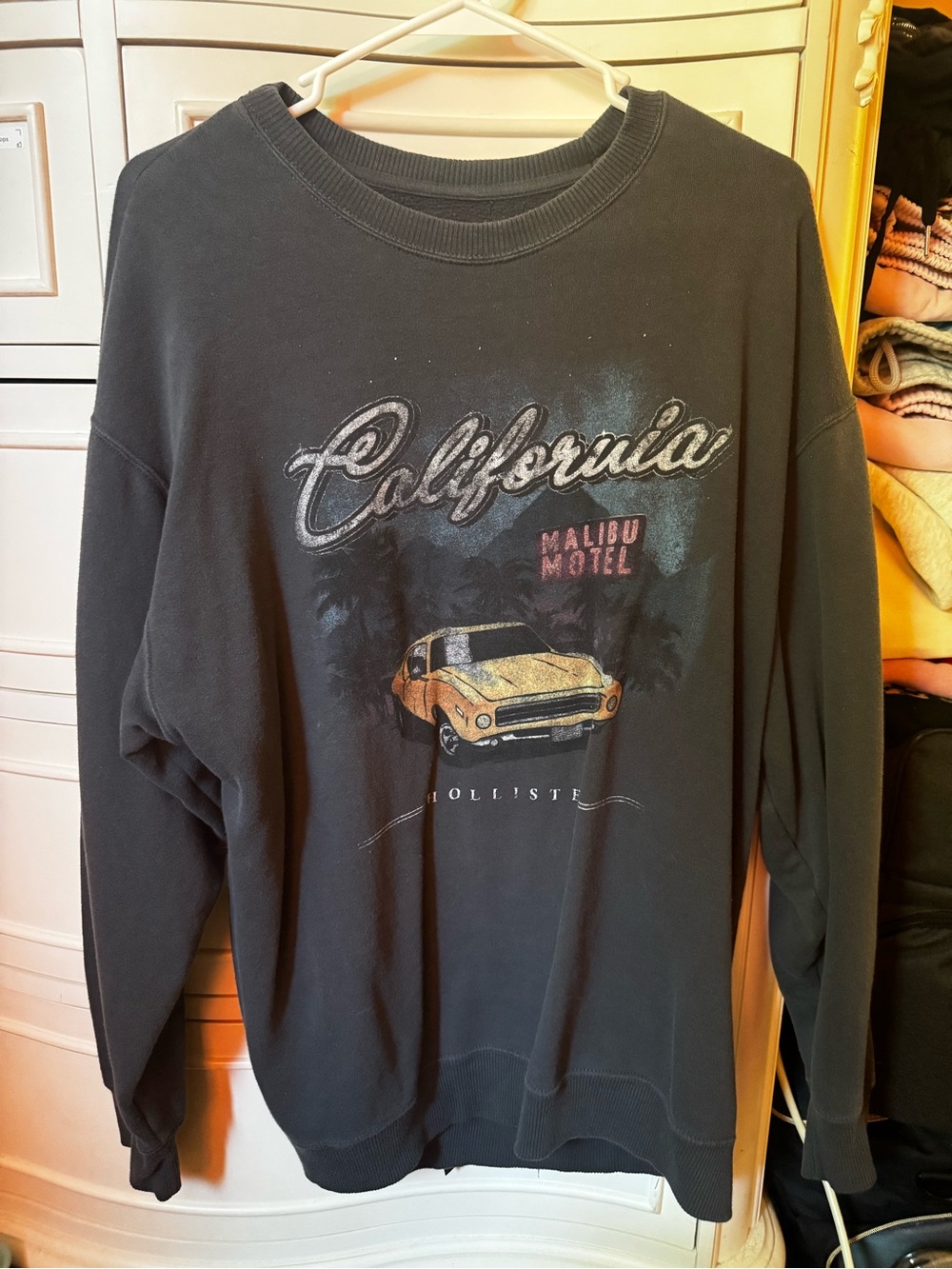 Hollister Gray Crewneck Sweatshirt with Logo Patch